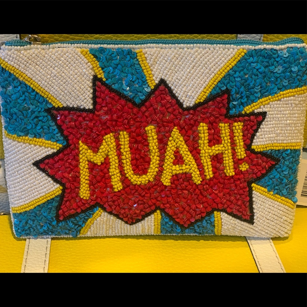 From St Xavier Blanche Muah Beaded Clutch